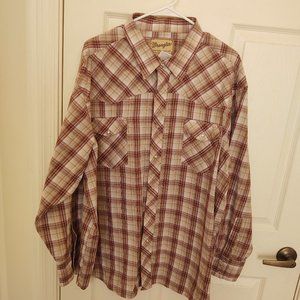 Wrangler  Men's Western Shirt Pearl Snap Long Sleeve Size 3X